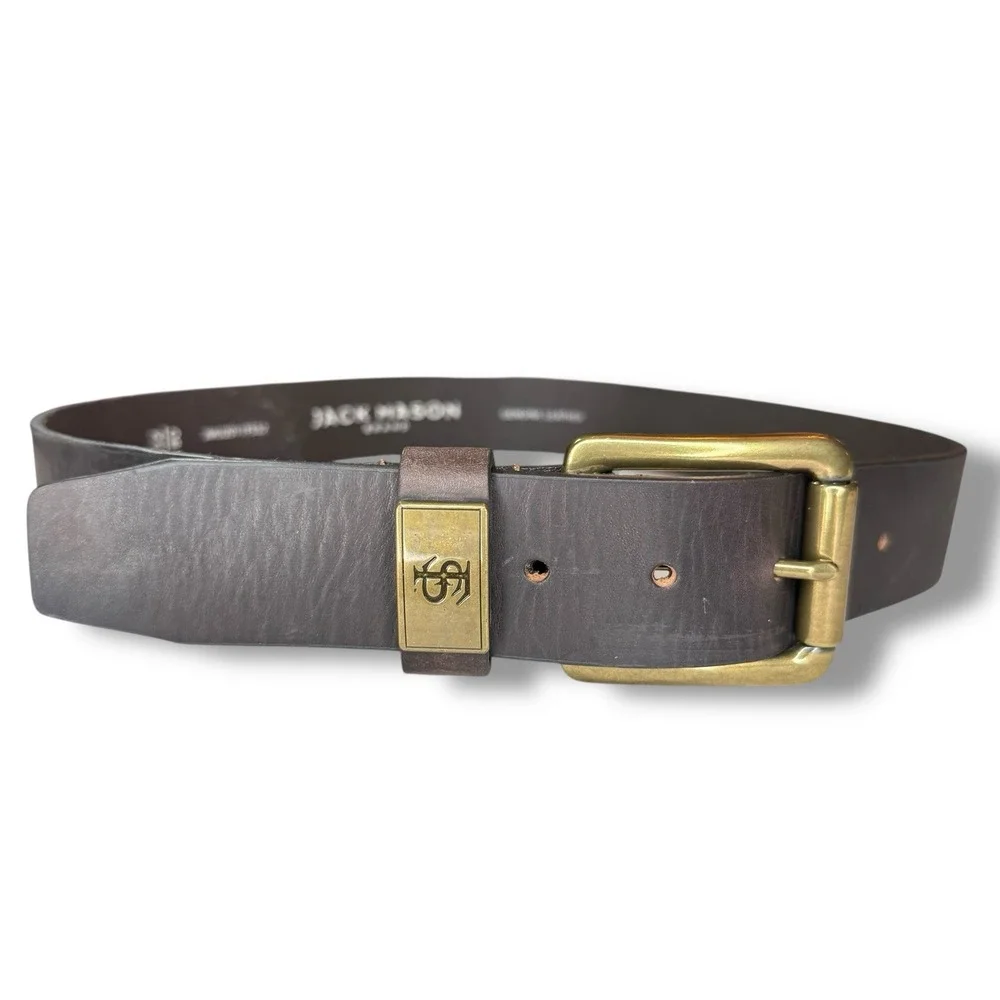 Jack‎ Mason Belt Mens Size 32 Florida State Brown Leather Brass Buckle FSU